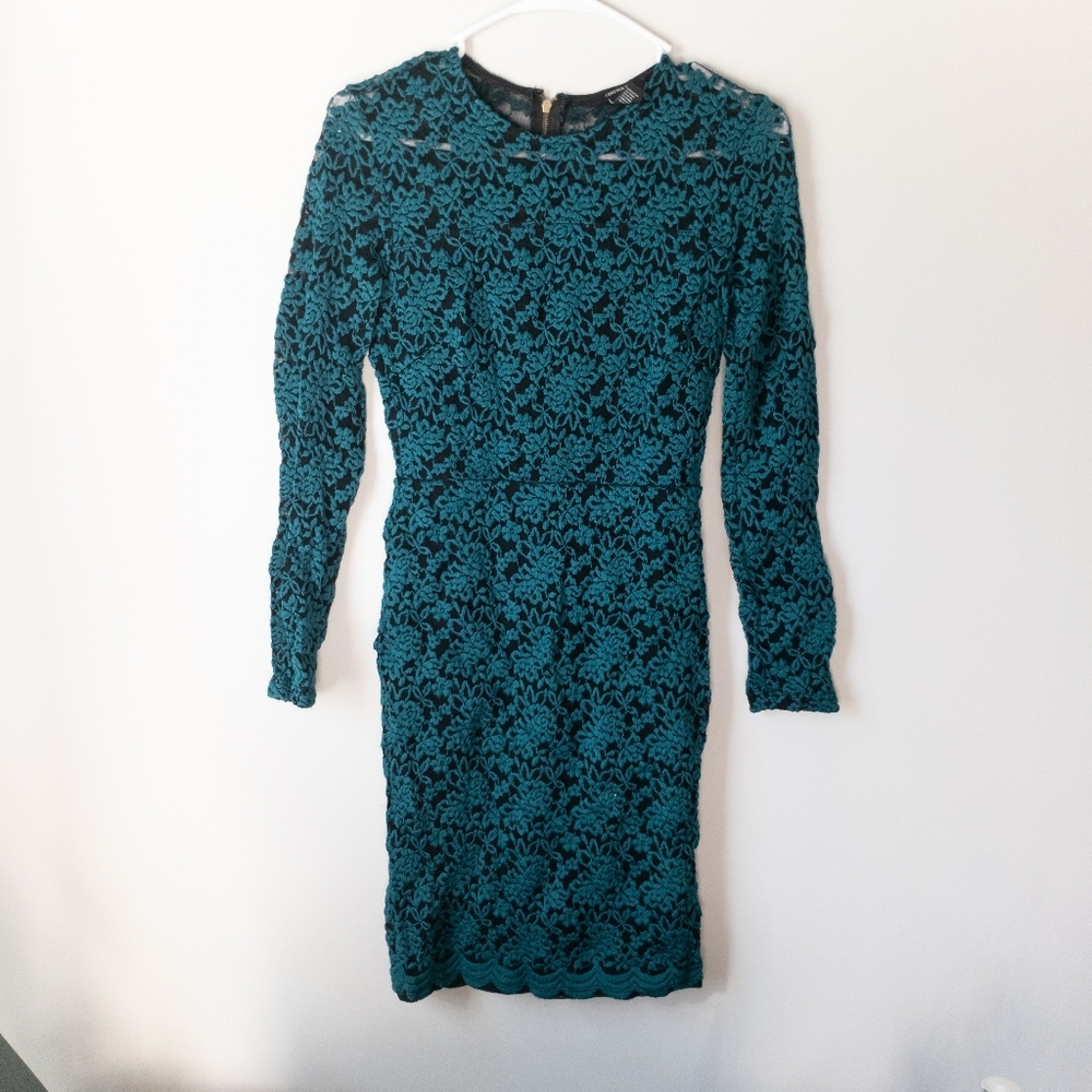 Turquoise green blue lace flower dress